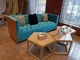 2200*900*800mm Gelaimei Houten Kader Knoop Doorgenaaid Sofa Blue For Living Room